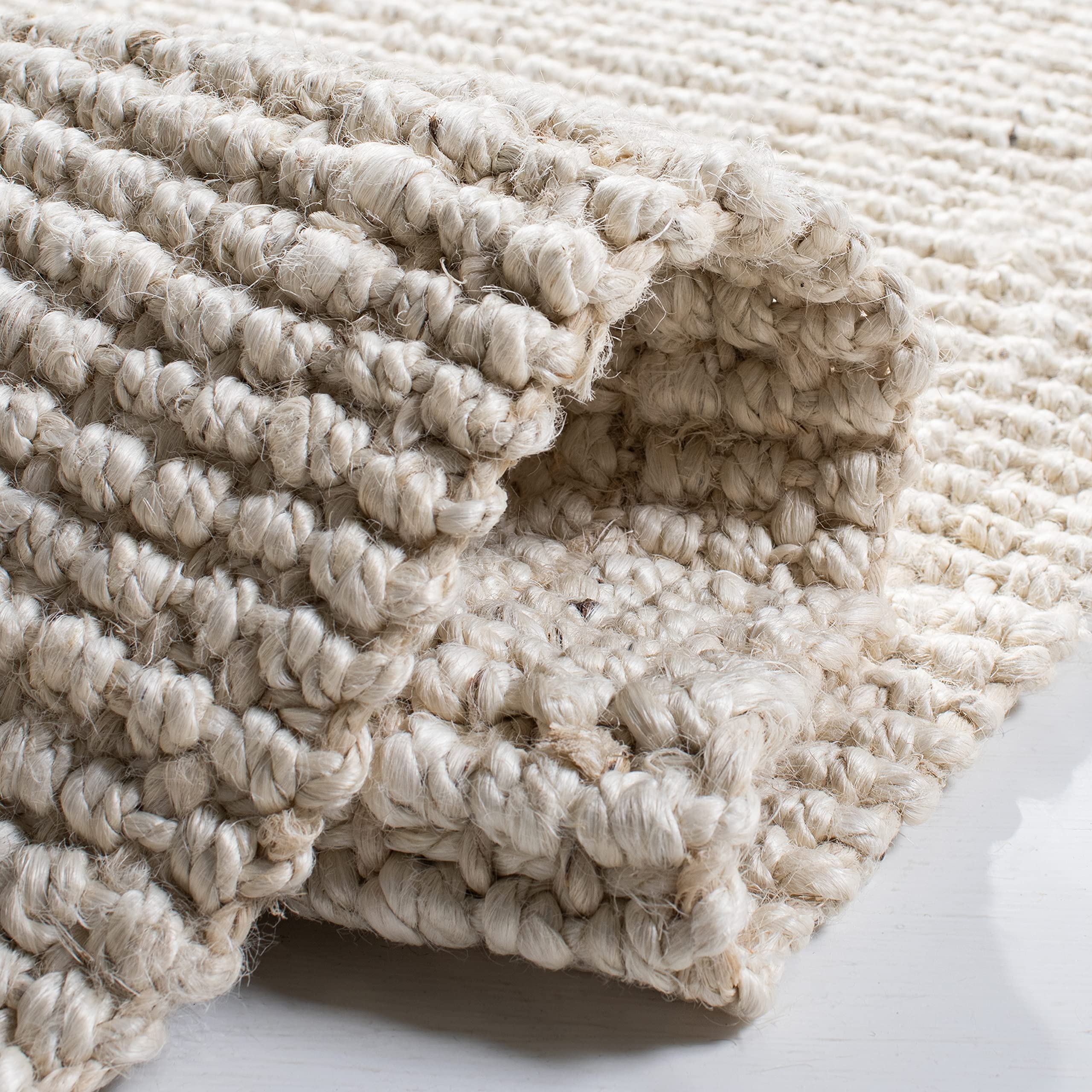 Safavieh Natural Fiber Collection Area Rug - 5' X 8', Bleach & Ivory, Handmade Farmhouse Jute, Ideal For High Traffic Areas In L
