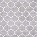 Unique Loom Trellis Frieze Collection Area Rug - Rounded (6' Square, Light Gray/ Ivory)