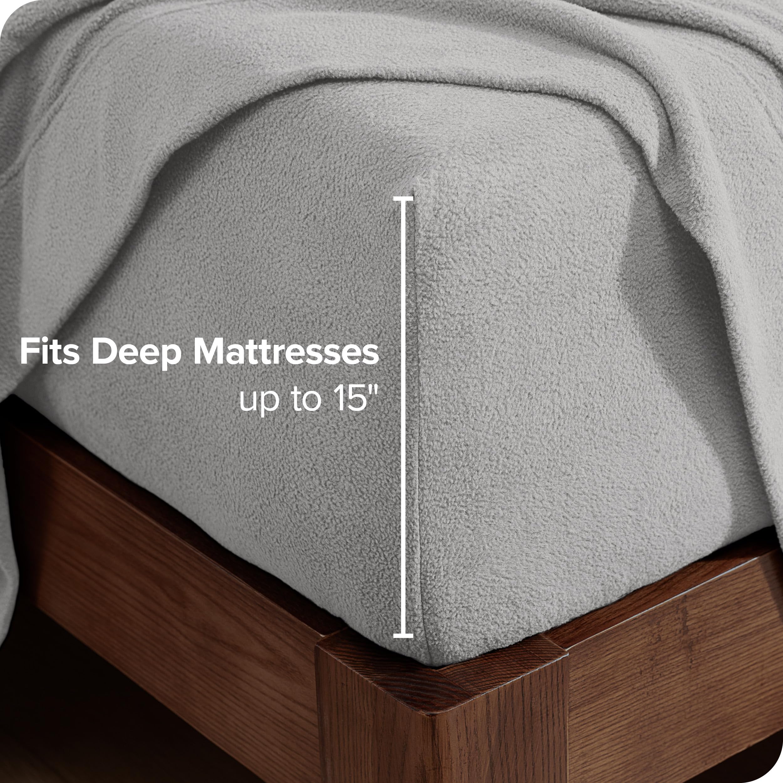 Bare Home Super Soft Fleece Fitted Sheet - Full Size - Extra Plush Polar Fleece - Deep Pocket - All Season Cozy Warmth (Full, Li