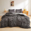 Xege Cheetah Print Fluffy Faux Fur Duvet Cover Set, 2 Pieces Soft Plush Shaggy Fuzzy Bedding Set(1 Faux Fur Leopard Print Comfor
