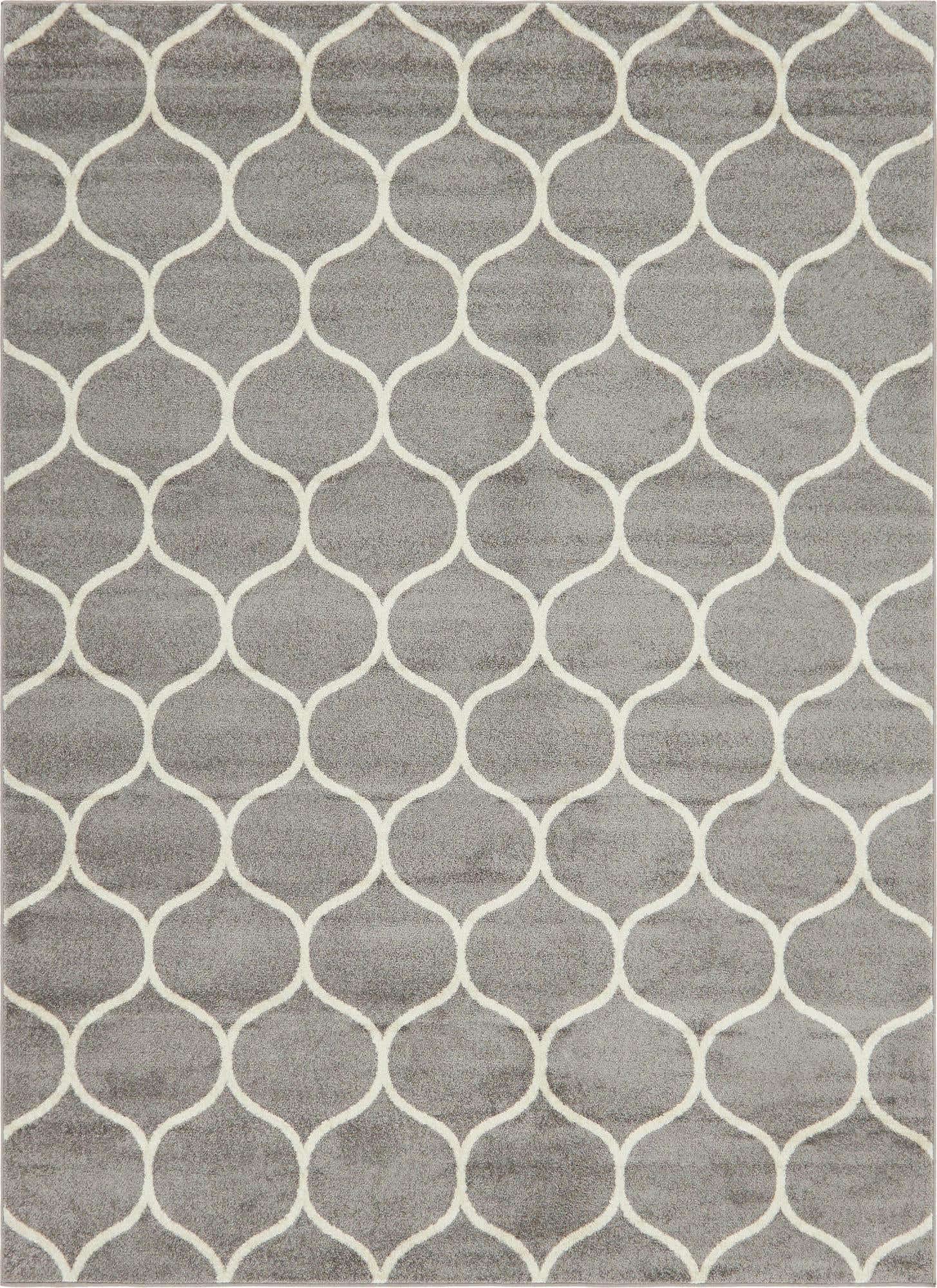 Unique Loom Trellis Frieze Collection Area Rug - Rounded (8' x 11', Light Gray/ Ivory)