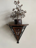 Wooden Decor hub Wall Mounted Wooden & Wrought Iron Wall Bracket/Home Decor Beautiful Triangle Shape Design Wall Shelf (11 X 5 X