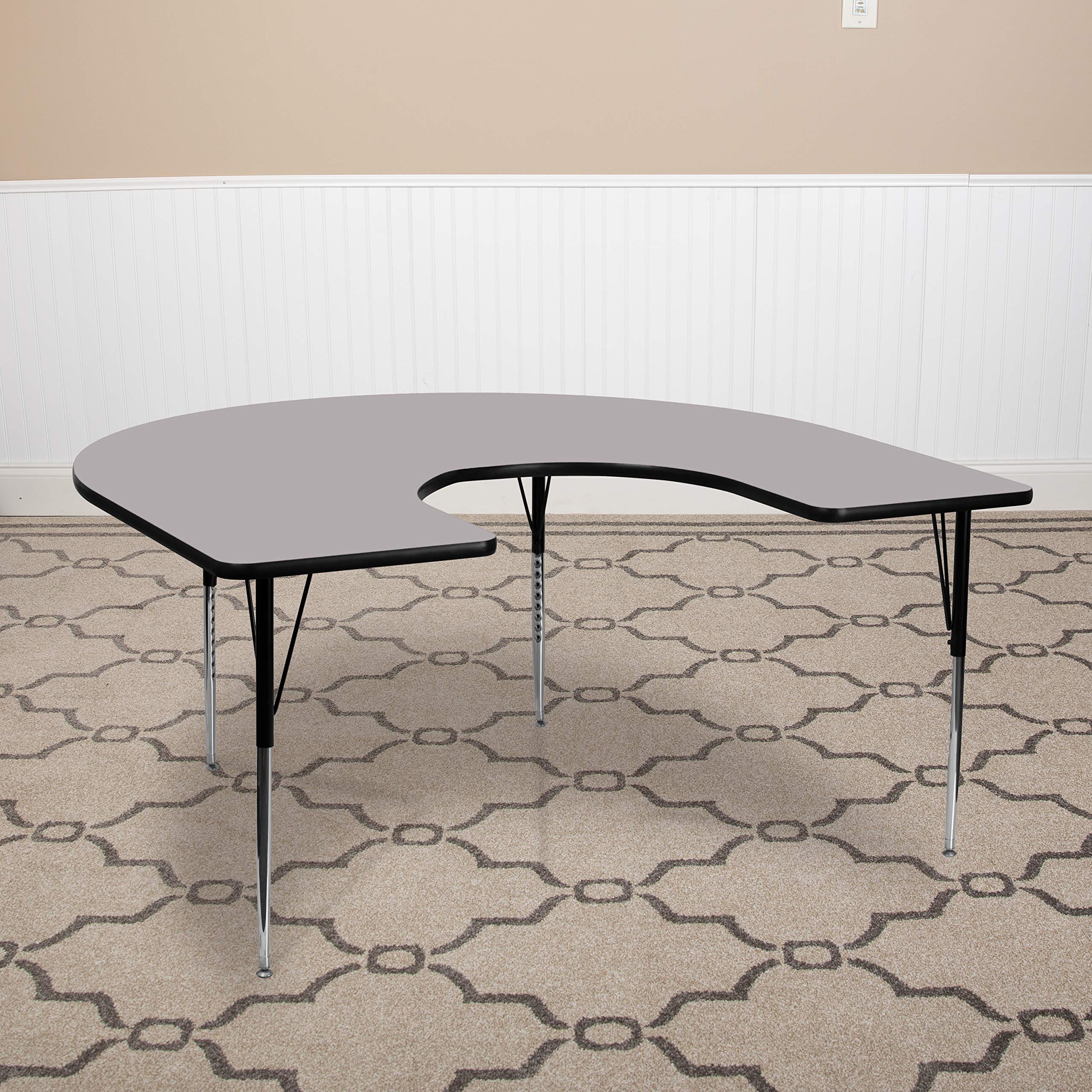 Flash Furniture 60x66 HRSE Grey Activity Table Chair, 60"W x 66"D x 30.125"H, Gray