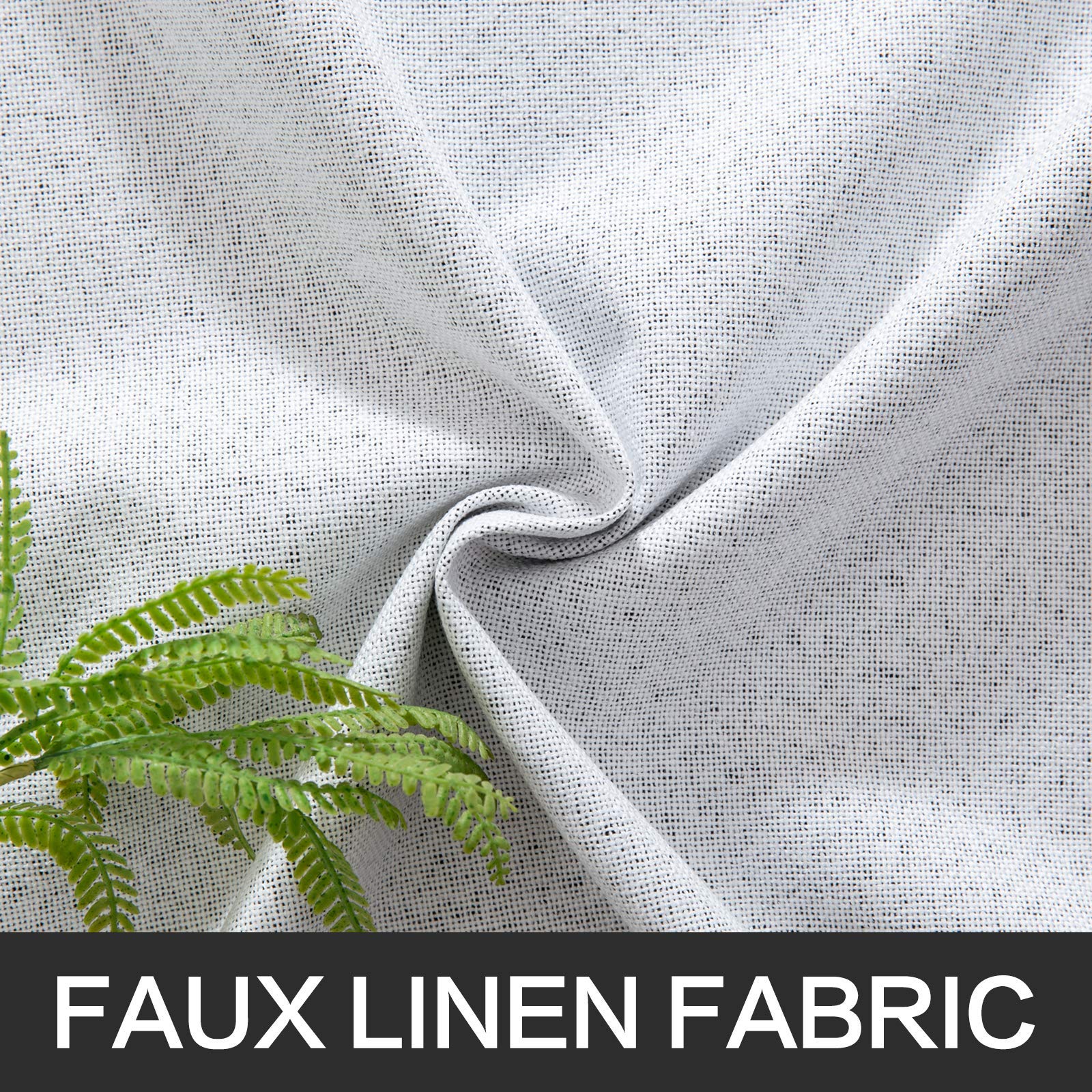 Miulee Linen Texture Full Blackout Curtain For Living Room Darkening,Thermal Insulated Grommet Curtain For Bedroom,Room Darkening Curtains For Kitchen,52X54 Inch Length 2 Panels Greyish White