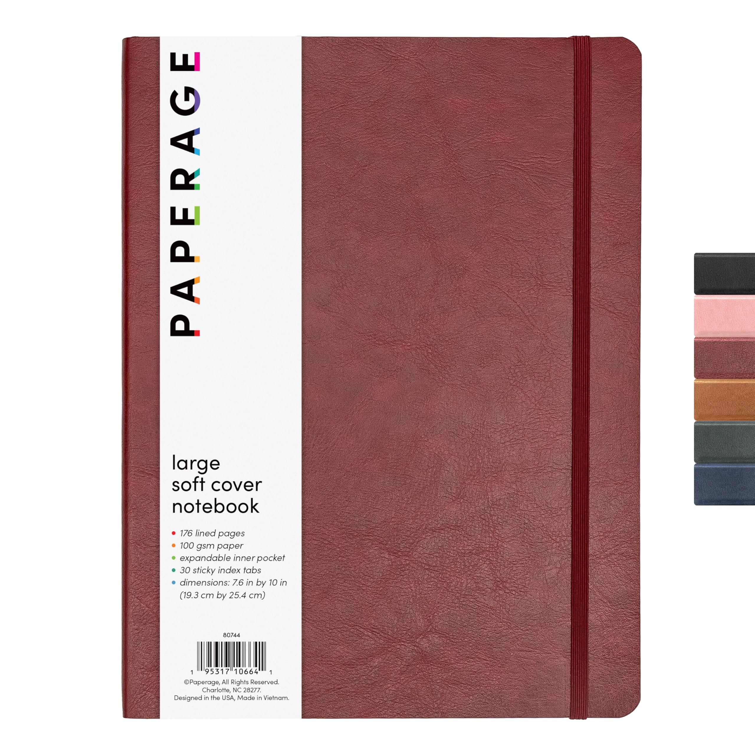 Paperage Softcover Lined Journal Notebook (Burgundy), 176 Pages, Large B5 College Ruled Notebook, 7.6 Inches X 10 Inches - 100 G