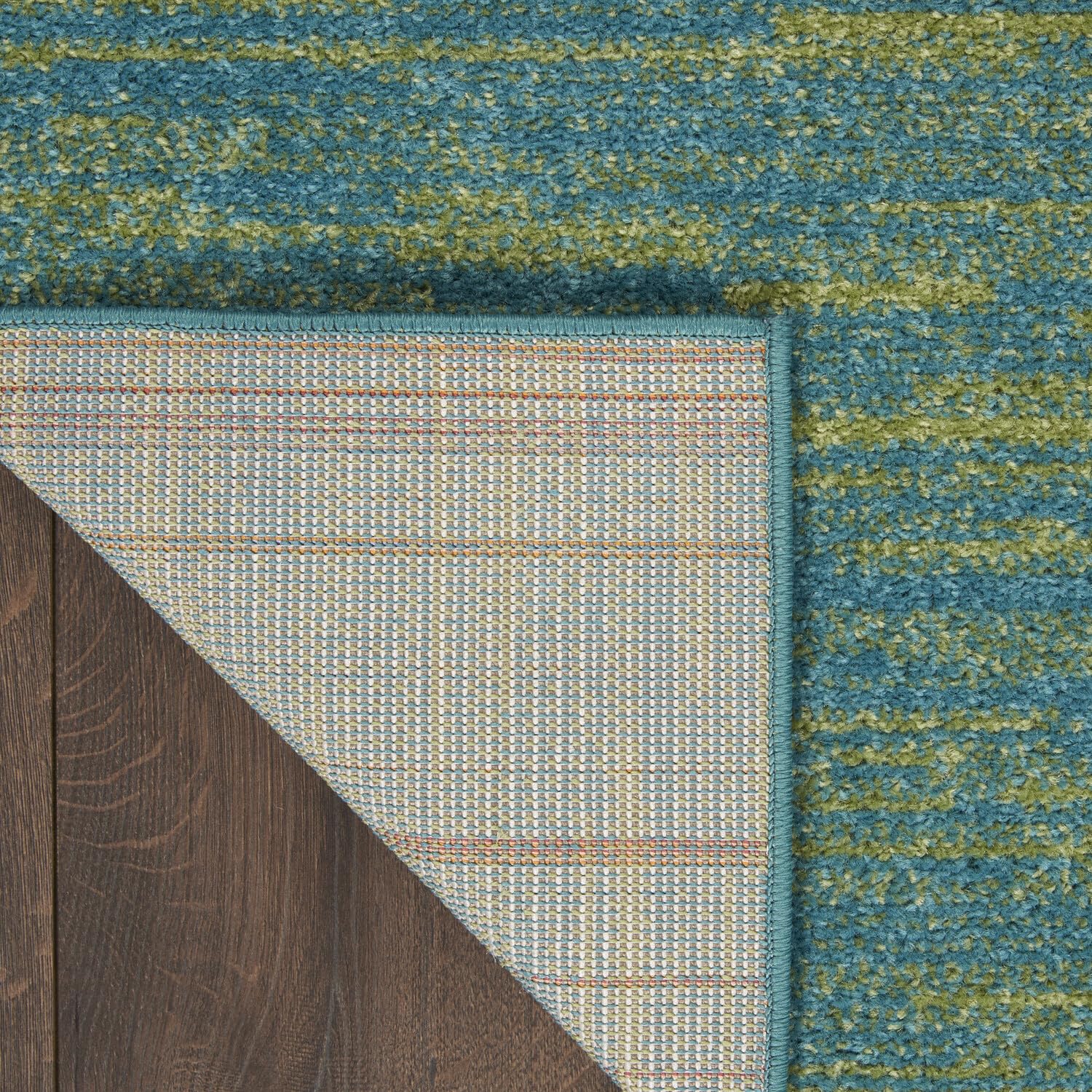 Nourison Essentials Indoor/Outdoor Blue Green 9' X Square Area -Rug, Easy -Cleaning, Non Shedding, Bed Room, Living Room, Dining Room, Backyard, Deck, Patio (9 Square)