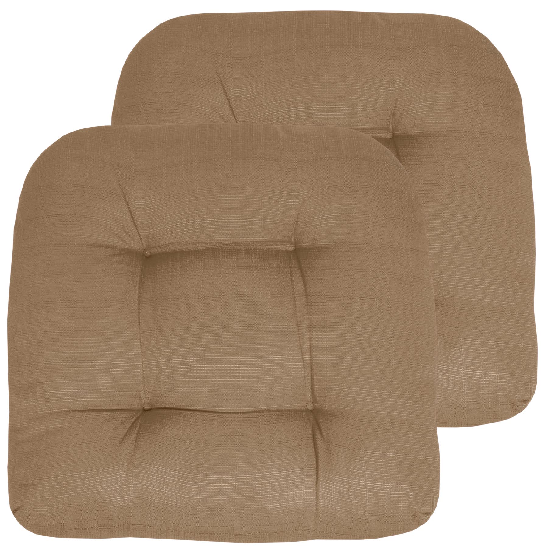 Sweet Home Collection Patio Cushions Outdoor Chair Pads Premium Comfortable Thick Fiber Fill Tufted 19' X 19' Seat Cover, 2 Co