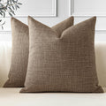 OTOSTAR Pack of 2 Throw Pillow Covers 20x20 Inch Linen Coffee Brown Pillowcases Farmhouse Decorative Solid Pillow Covers 50x50 c