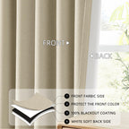 Chrisdowa Blackout Curtains 108 Inches Long For Bedroom Linen Curtains With Liner 100% Complete Black Out Full Light Blocking En