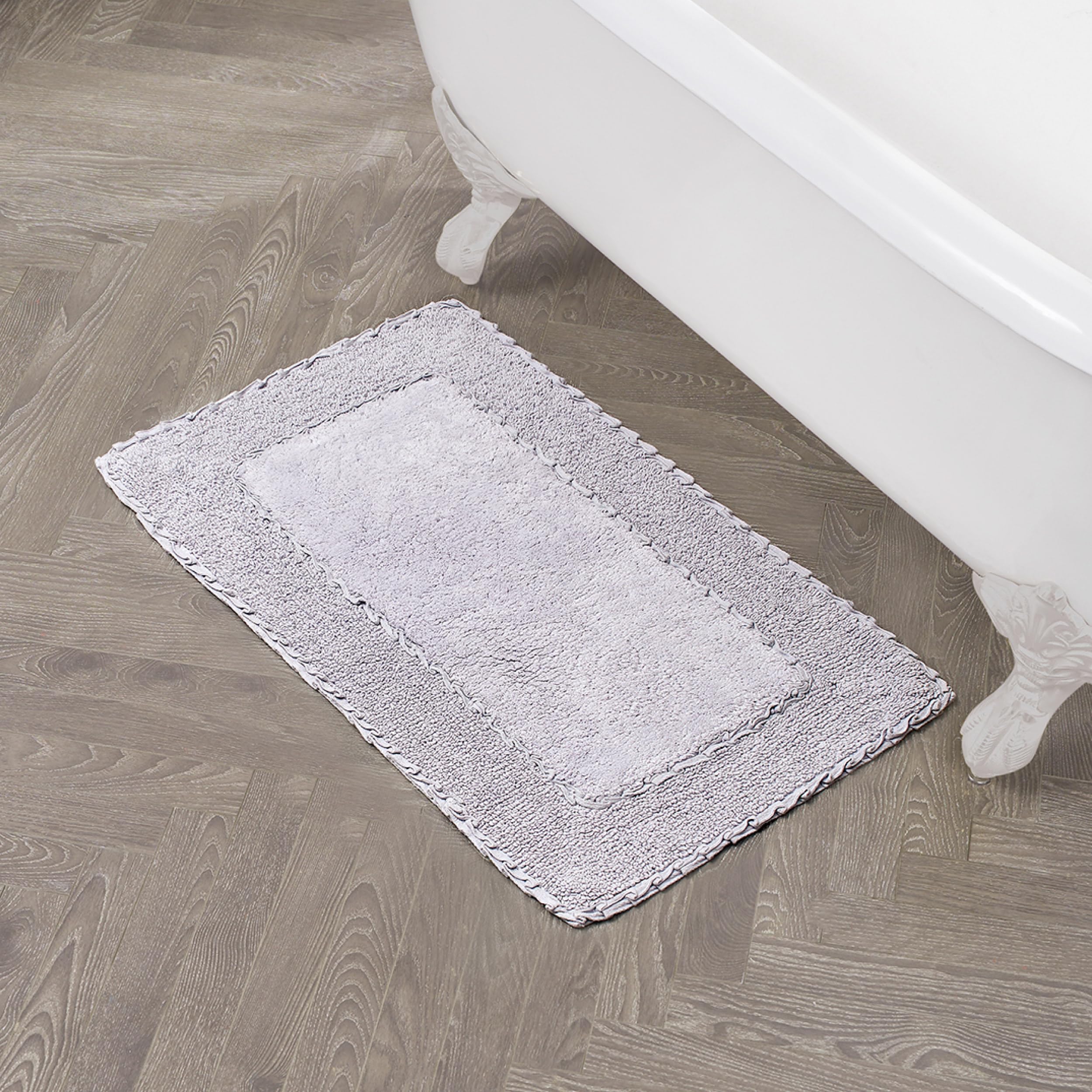 Laura Ashley Ruffle Border 100% Cotton Bath Rug, Purple, 20x 34