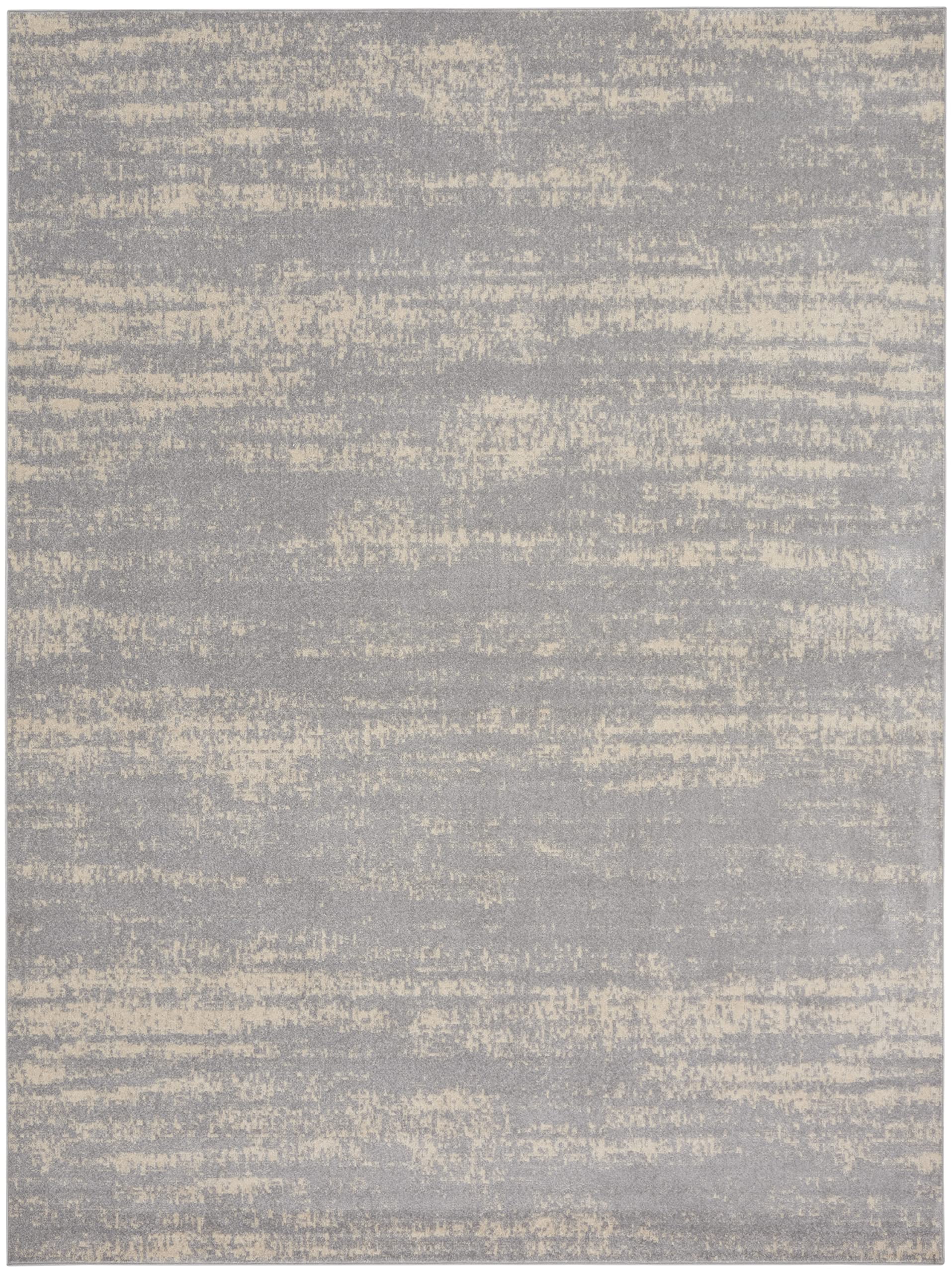 Nourison Essentials Indoor/Outdoor Solid Abstract Grey/Beige 10' X 14' Area Rug, Easy Cleaning, Non Shedding, Bed Room, Living Room, Dining Room, Backyard, Deck, Patio (10X14)
