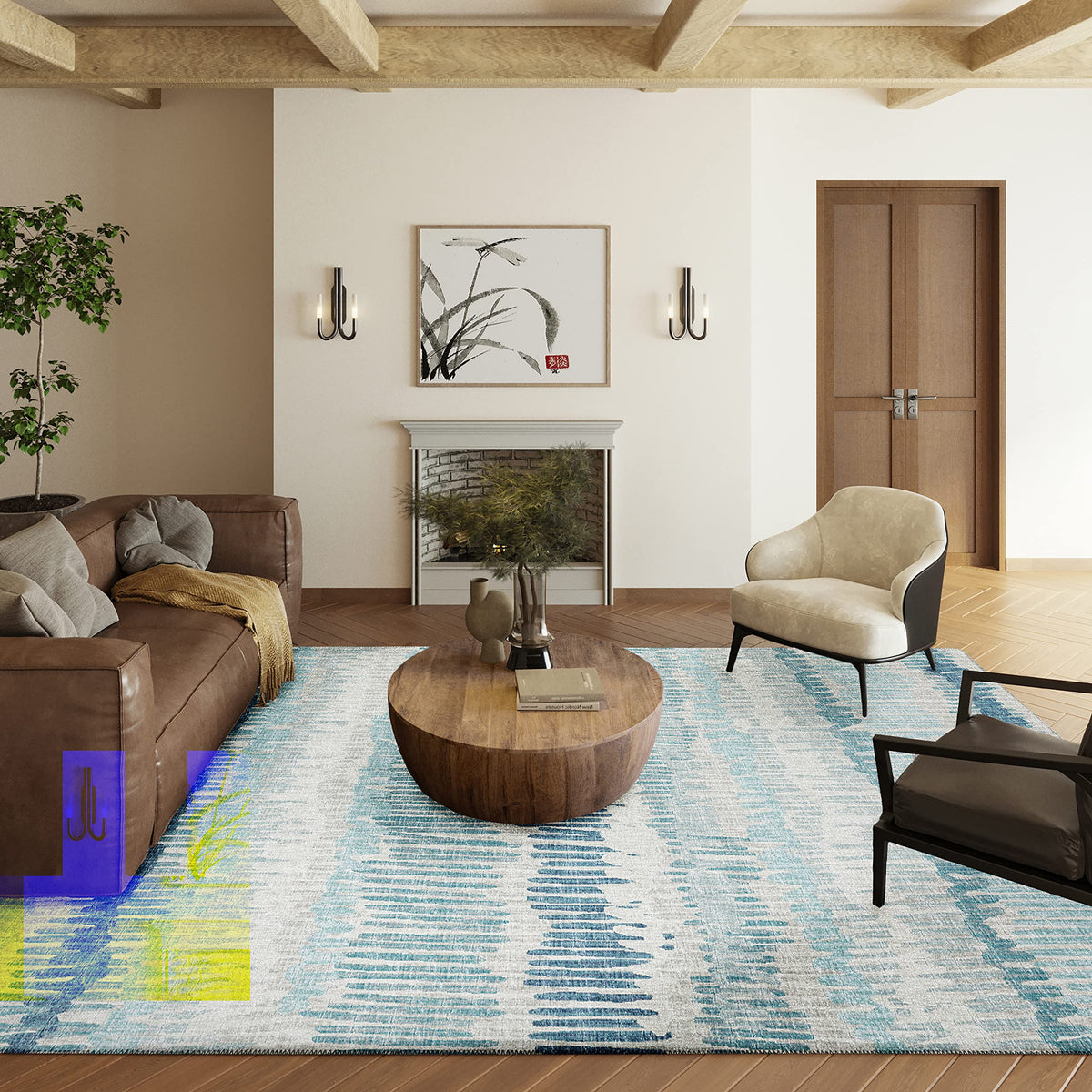 Addison Rugs Rylee Ary34 Blue Washable 10' X 14' Indoor Outdoor Area Rug, Easy Clean, Machine Washable, Non Shedding, Bedroom, Entry, Living Room, Dining Room, Kitchen, Patio Rug