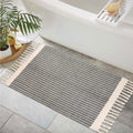 Lahome Boho Bathroom Rugs, Small 2x3 Entry Rug Washable Front Door Bath Mat Woven Cotton Area Rug with Tassels, Farmhouse Non-Sh