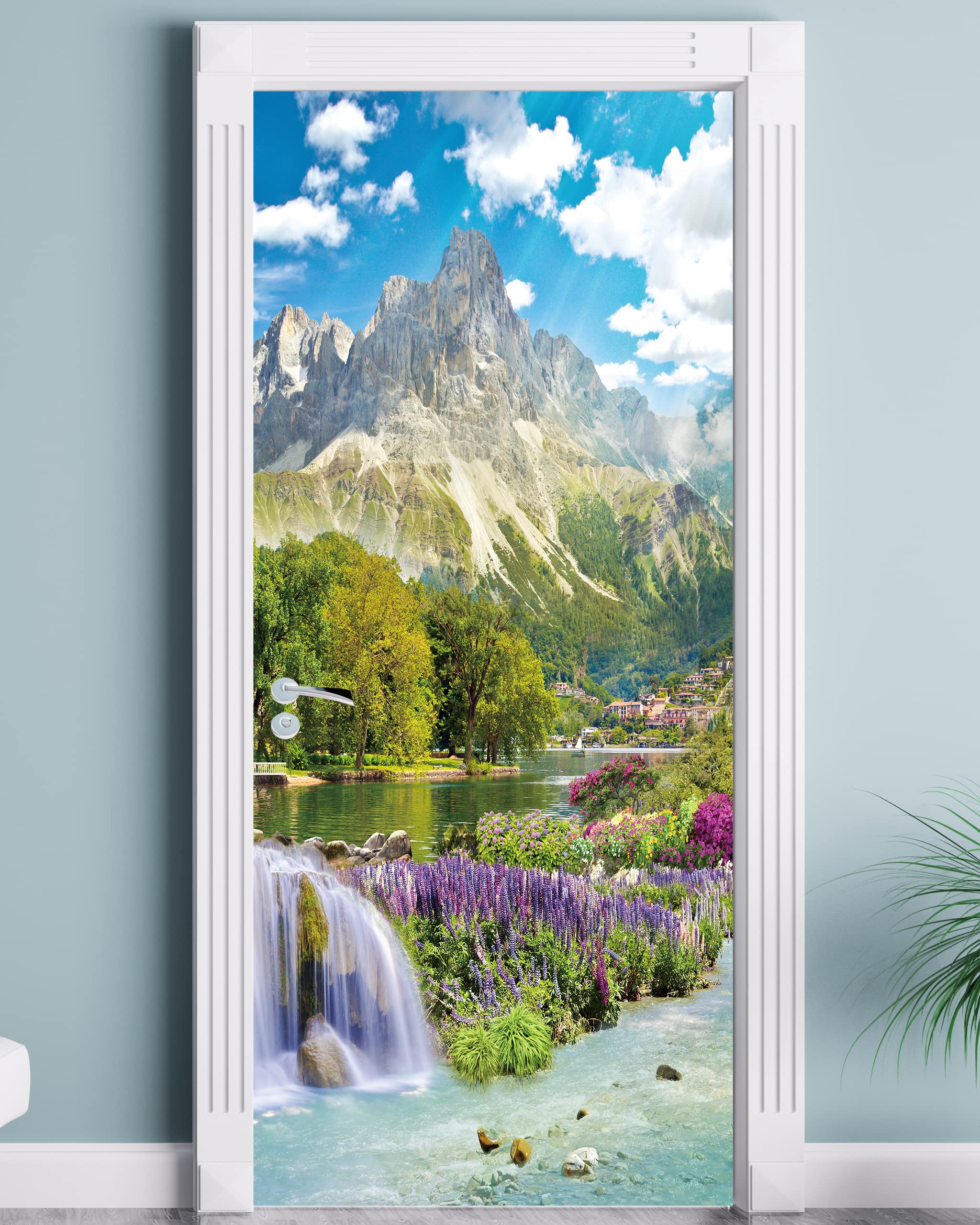 FLFK Door Sticker - Door Mural Peel and Stick, Removable Self-Adhesive Scenic Door Wallpaper for Home Decor, 30.3 W x 78.7 L, Se