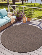 Unique Loom Outdoor Solid Collection Area Rug (10' Round Light Brown/Ivory)