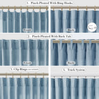 Joywell Linen Blend Pinch Pleated Curtains 90 Inch Long,Back Tab Clip Rings Semi Sheer Light Filtering Window Drapes Soft Lightweight With Hooks For Bedroom Living Room,W50 X L90,Blue,2 Panels Set