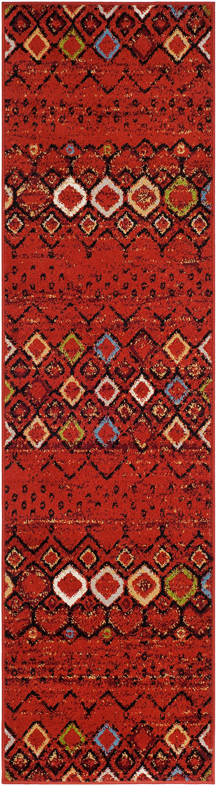 Safavieh Amsterdam Collection Runner Rug - 2'3'' X 16', Terracotta & Multi, Moroccan Boho Design, Non-Shedding & Easy Care, Idea