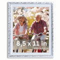 VictoR 8,5x11 Picture Frame Rubens White Silver - Picture Frames 8.5 x 11 - with Shutterproof Acrylic Glass - Antique Frames - W
