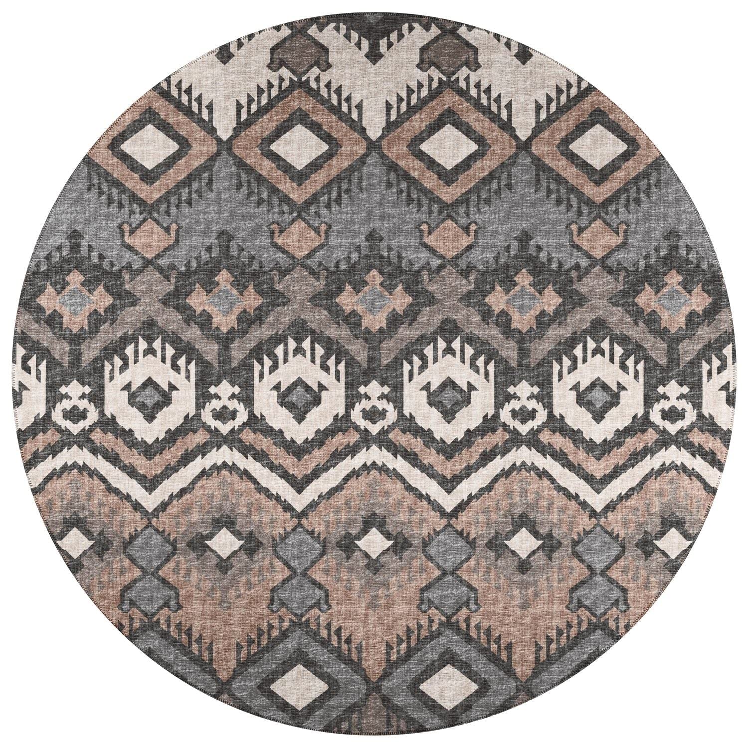 Sedona Sn2 Brown Bohemian Rug Round 4' X 4'