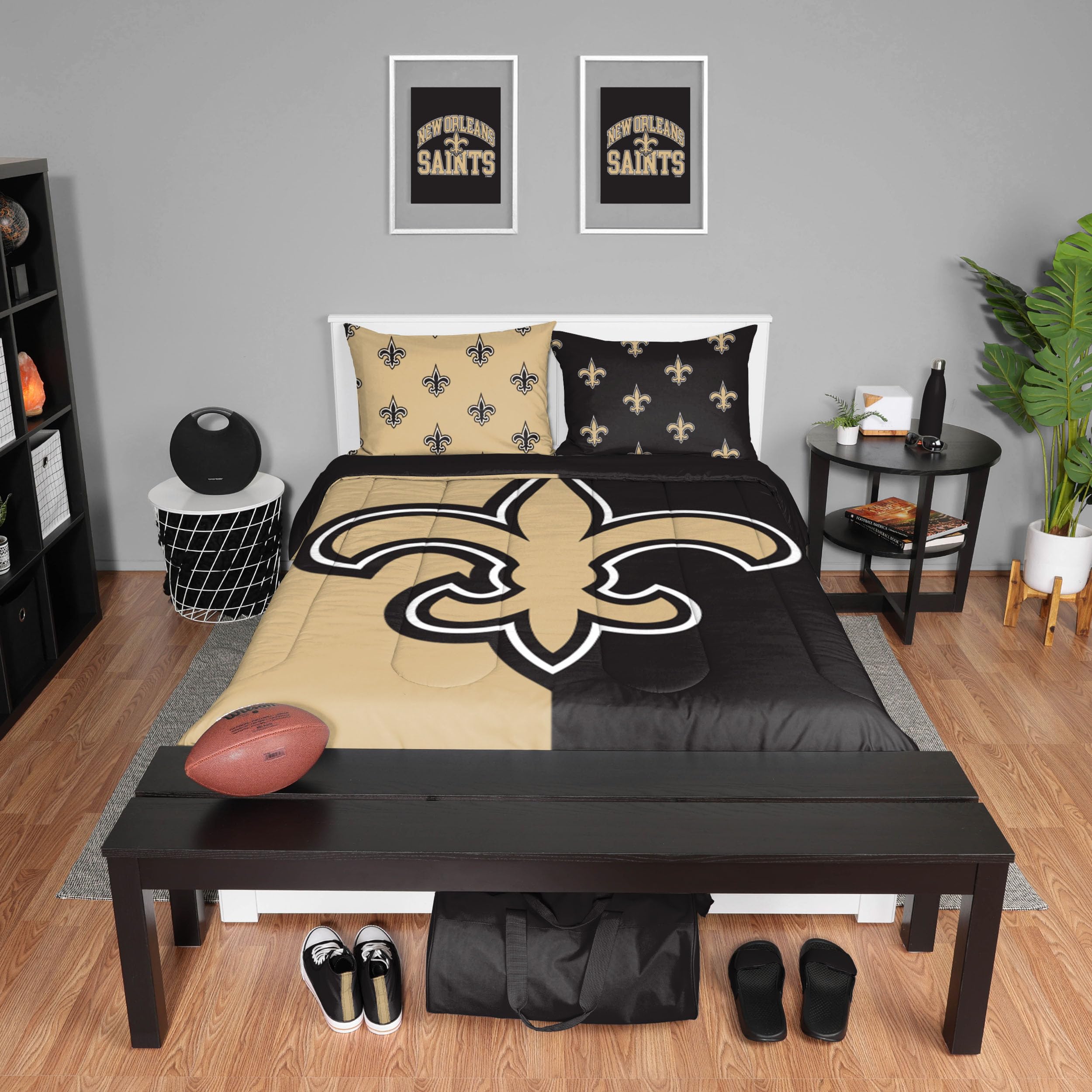 Foco New Orleans Saints Nfl Team Color Bed In A Bag Comforter Bedding 3 Piece Full Set