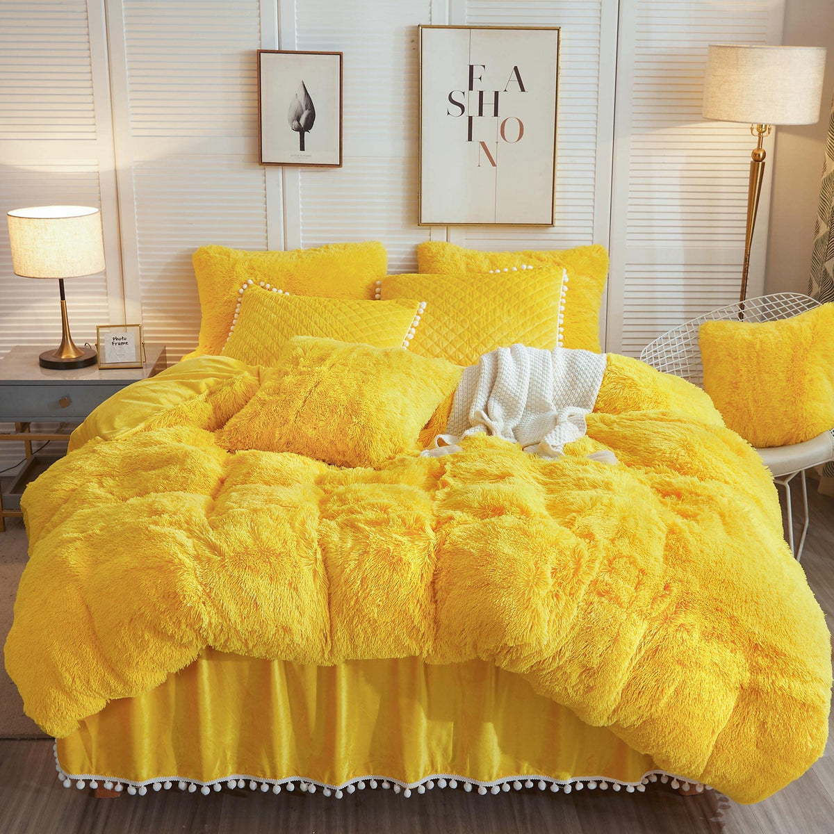 Liferevo Luxury Plush Shaggy Duvet Cover Set, Ultra Soft Velvet Fluffy Furry Duvet Cover Set(1 Faux Fur Fuzzy Comforter Cover +