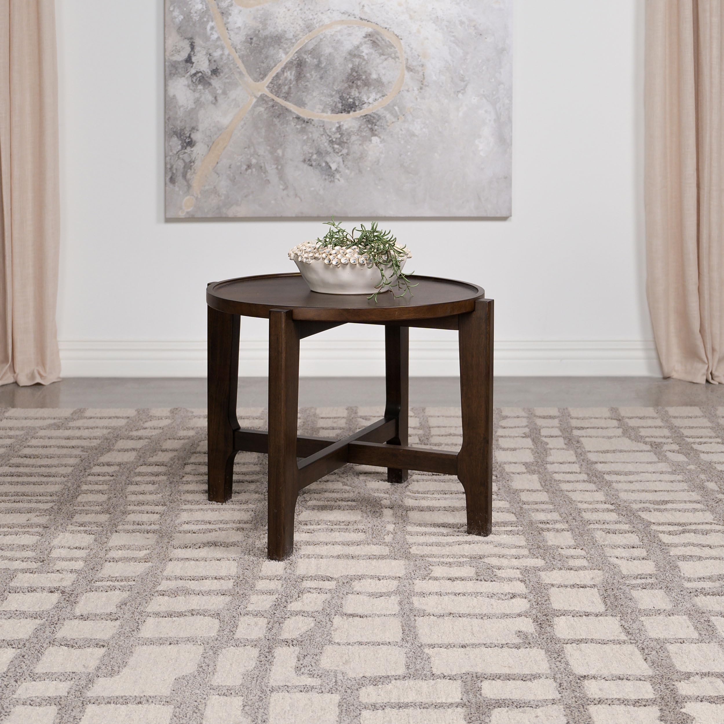 Coaster Home Furnishings COTA Round Solid Wood End Table Dark Brown