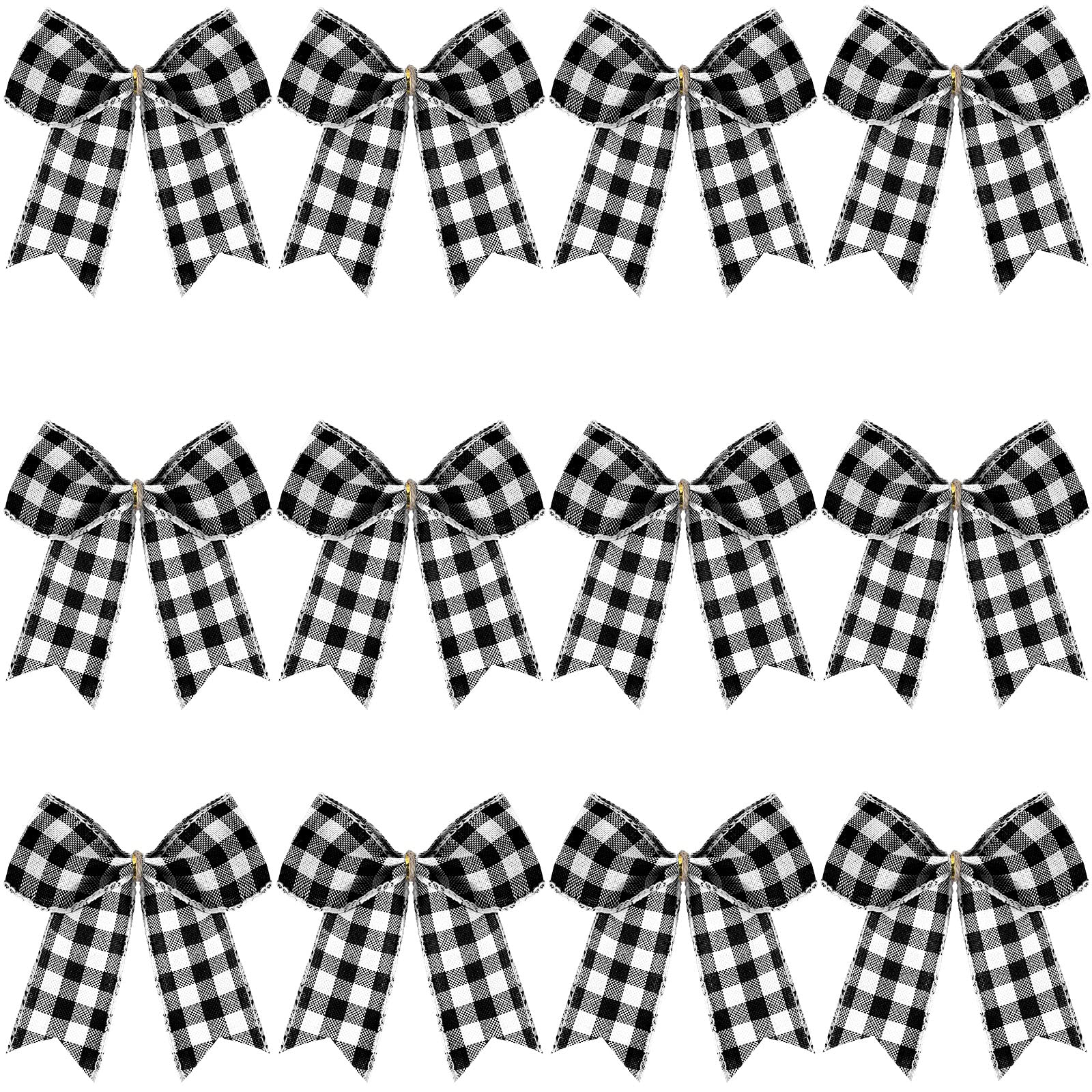WILLBOND 12 Pieces Buffalo Plaid Bows Decorative Velvet Bows for Wreaths for Halloween Christmas Tree Party Indoor Home Decorati
