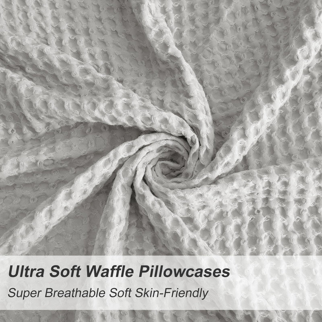 Phf Ultra Soft Waffle Weave Pillowcases Standard Size 20' X 26' 2 Pack, No Insert, Breathable Skin-Friendly Pillow Shams, Decorative Waffle Weave Pillow Case Covers, Light Grey