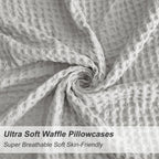 Phf Ultra Soft Waffle Weave Pillowcases Standard Size 20' X 26' 2 Pack, No Insert, Breathable Skin-Friendly Pillow Shams, Decorative Waffle Weave Pillow Case Covers, Light Grey