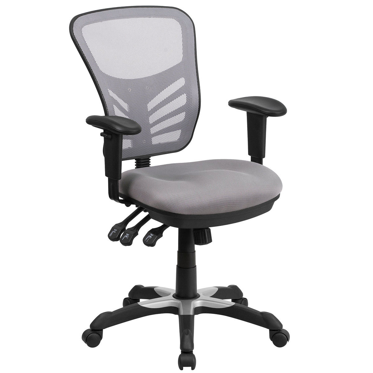 Flash Furniture Nicholas Mid-Back Swivel Office and Gaming Chair, Ergonomic Mesh Office Chair with Adjustable Lumbar Support and Height, Gray