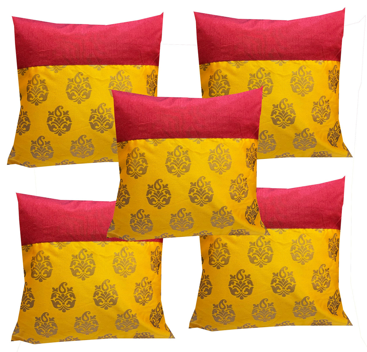 Vireo Cotton MulticolourCushion Cover(16X16Inch, Multicolour)  Set Of 5