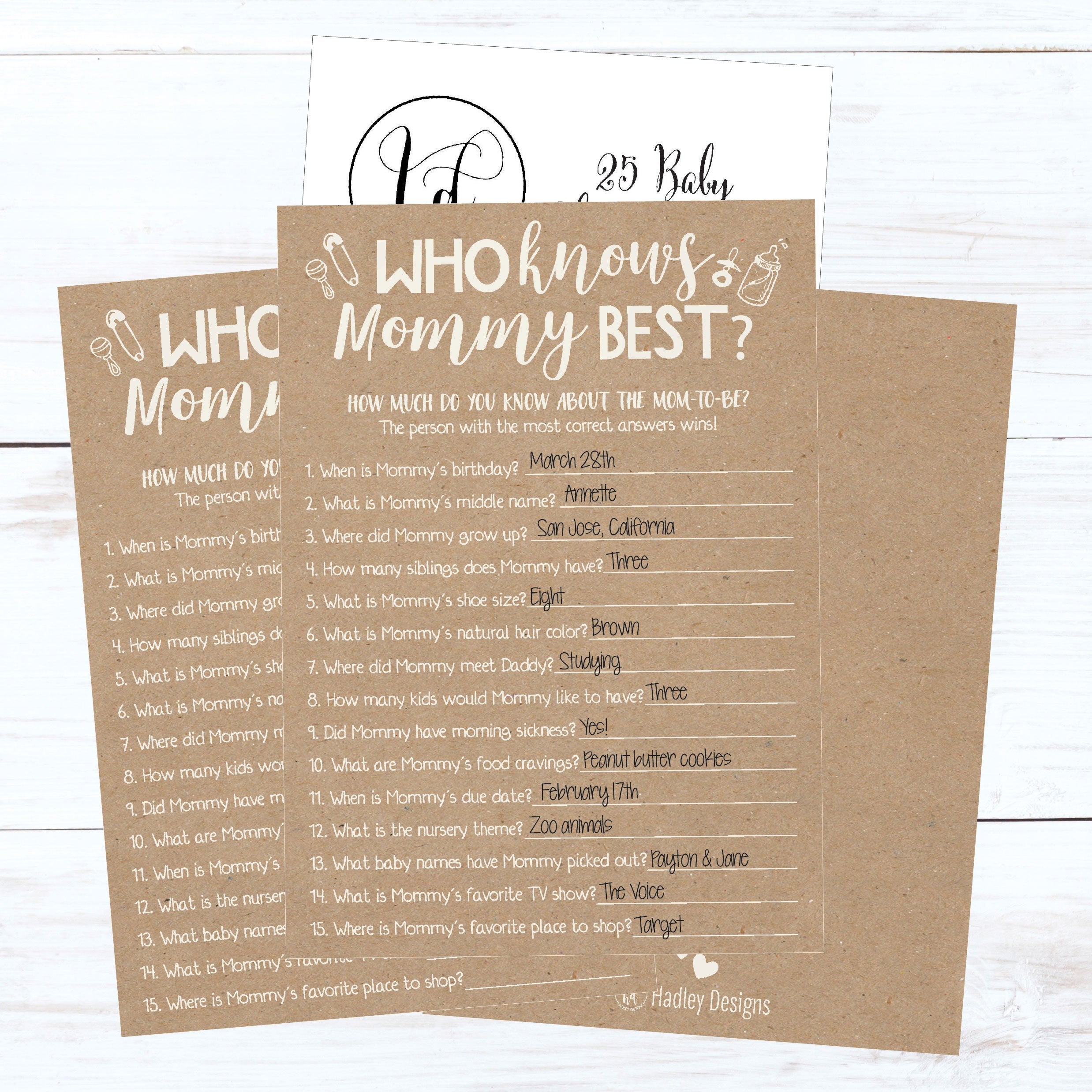 Hadley Designs 25 Rustic Kraft Baby Shower Games Ideas Fun Party Activities Who Knows Mommy Best Gender Neutral Reveal New Paren