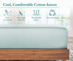California Design Den Soft 100% Cotton Twin Xl Fitted Sheet Only, Deep Pocket, Durable Sateen, All-Around Elastic, Head/Foot Side Indicators, Twin Xl No Slip Sheets (Seafoam)