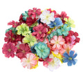 AUEAR, 50 Pack Artificial Silk Cherry Blossom Flowers Heads Craft Fake Peony Daisy Decor for Bridal Hair Clips Headbands Dress D