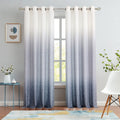 West Lake Indigo Blue Ombre Curtains 84 Inches Long Semi Sheer Gradient Curtain 2 Panels Rayon Blend Fabric Drapes Grommets Trea