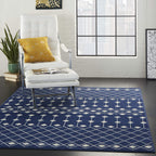 Nourison Grafix Moroccan Navy 6' X 9' Area Rug, Easy Cleaning, Non Shedding, Bed Room, Living Room, Dining Room, Kitchen (6X9)