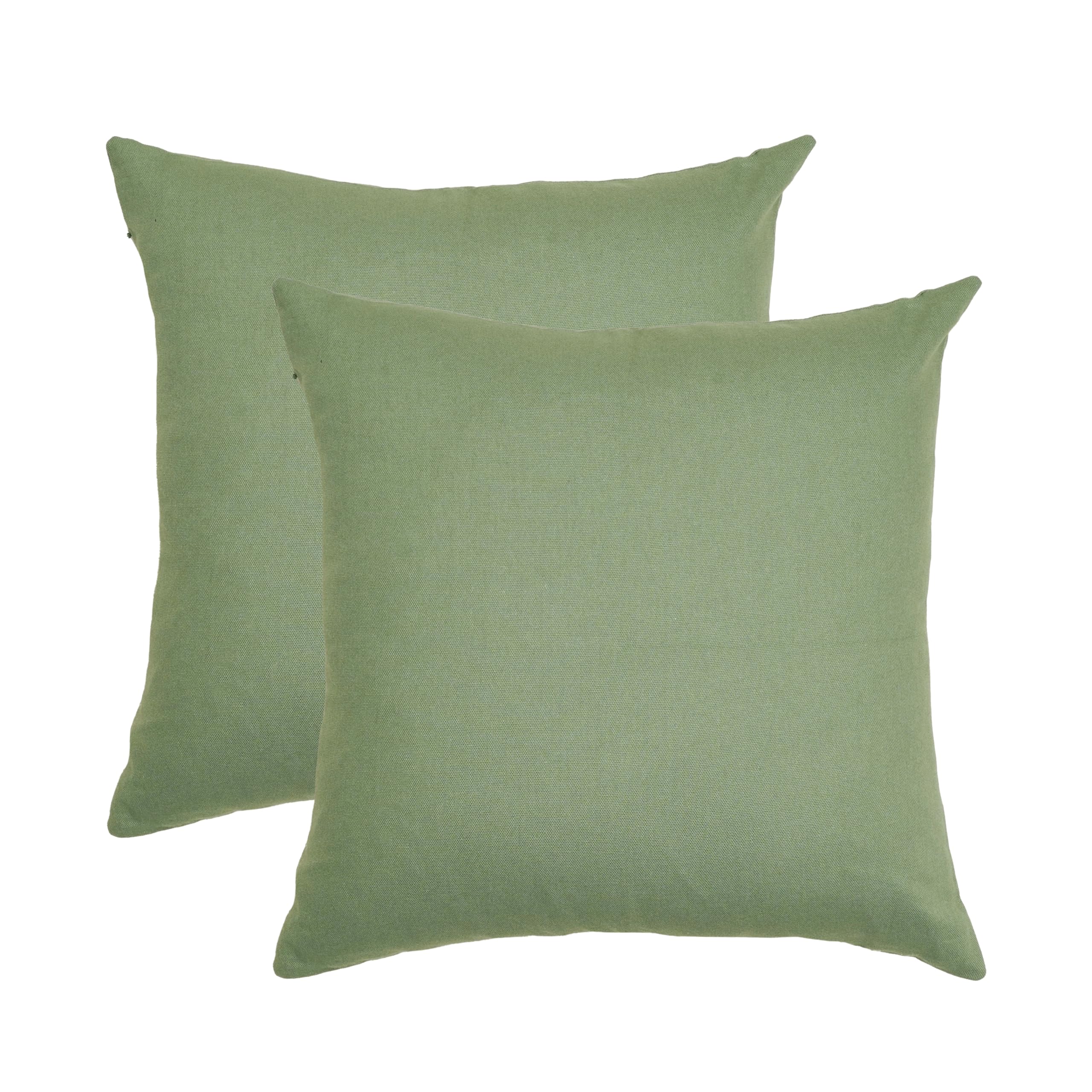RELY+ Cotton Throw Pillow Covers 16X16 Inchs Set of 2 Sage Green Decorative Zippered Cases for Couch Bedroom Sofa Farmhouse Livi