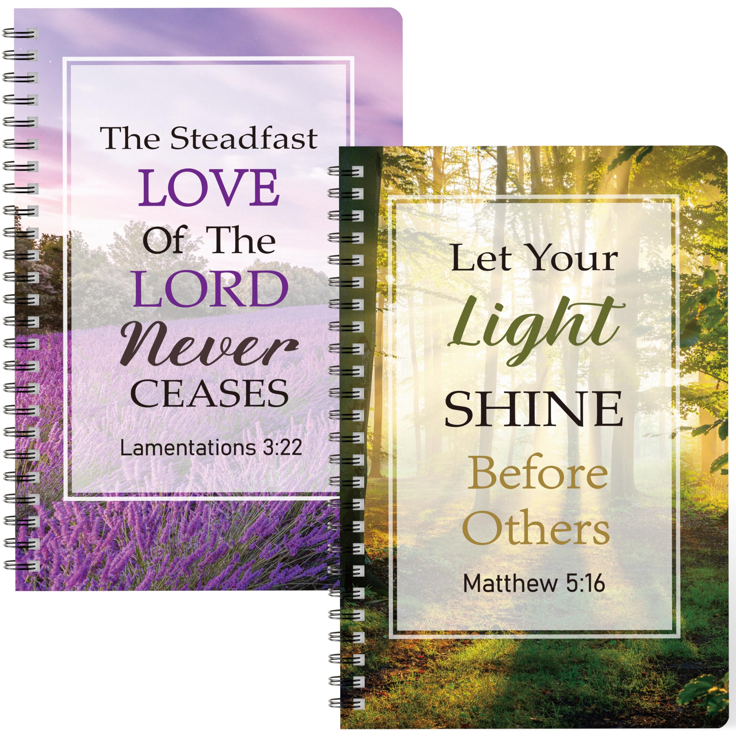 Xqumoi 2Pack A5 Natural Scenery Religious Spiral Notebooks - Bible Verses Notebooks, Ruled Hardbound Lined Journal, Writing Note