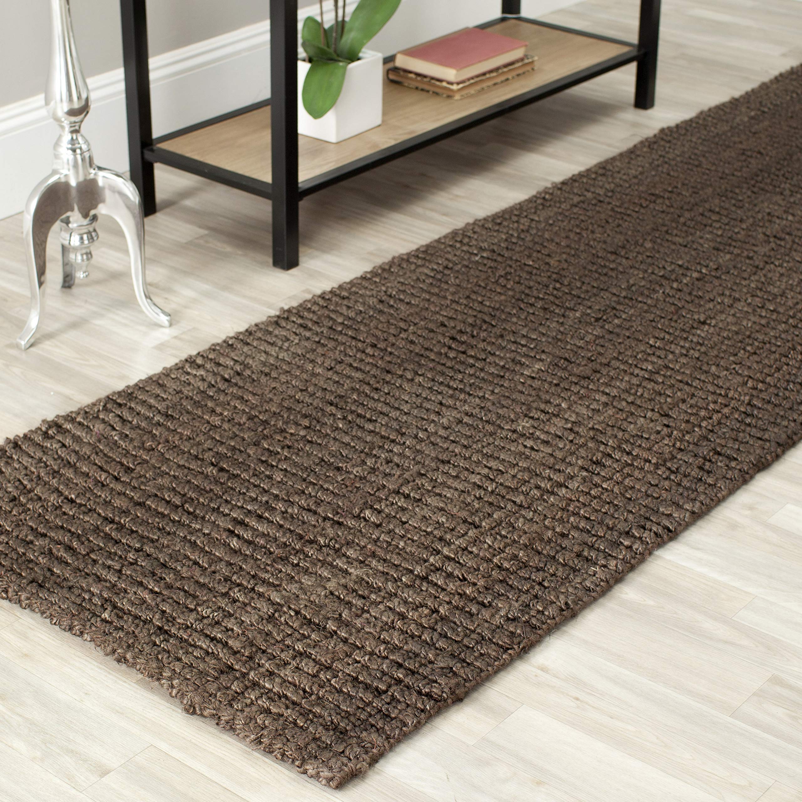 Safavieh Natural Fiber Collection Runner Rug - 26 x 12, Brown, Handmade Chunky Textured Jute 0.75-inch Thick, Ideal for High T