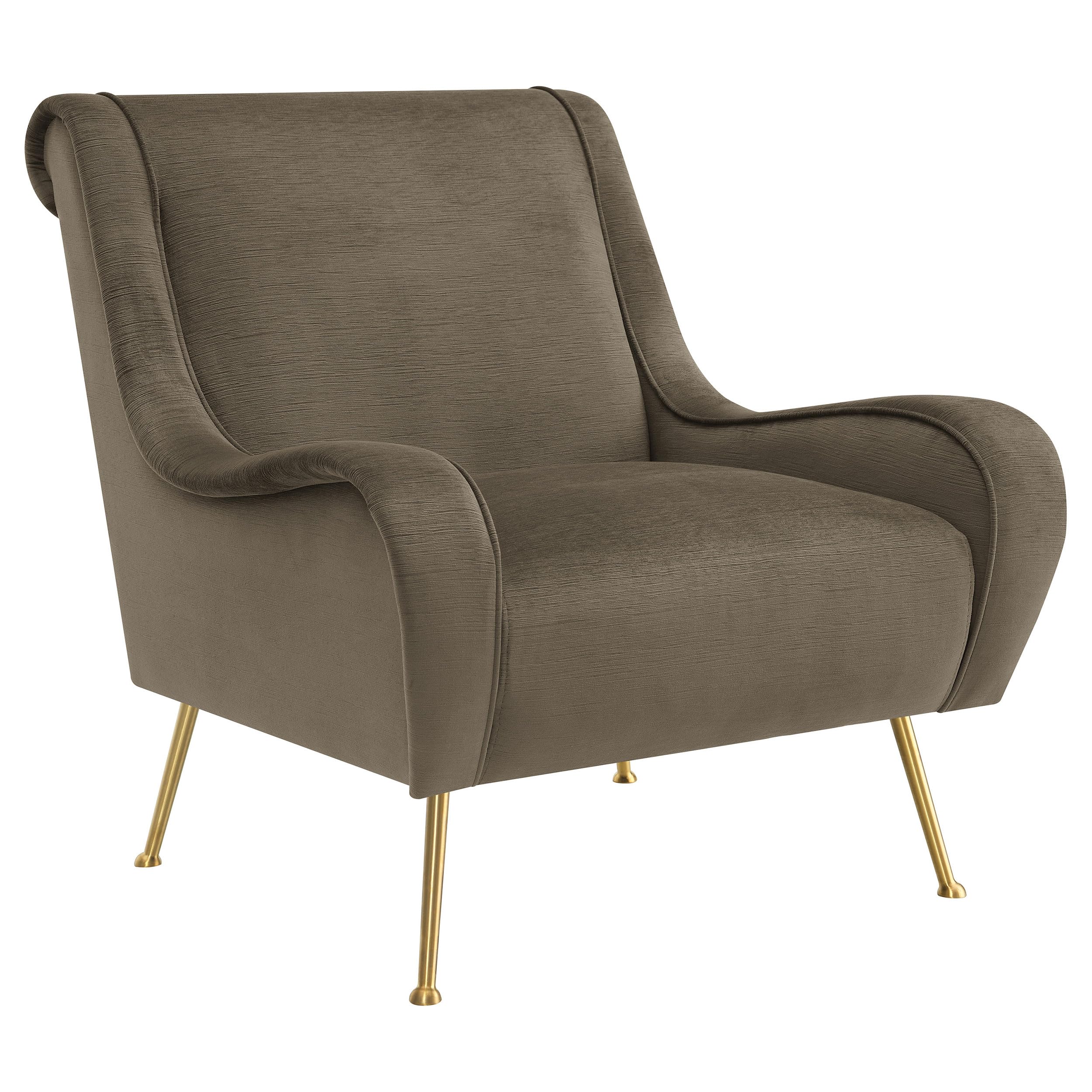 Coaster Home Furnishings Ricci Upholstered Saddle Arms Accent Chair Truffle And Gold
