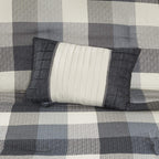Madison Park Ridge Comforter Set - Cabin Lodge Plaid Herringbone Design, All Season Down Alternative Cozy Bedding With Matching Bedskirt, Shams, Decorative Pillow, Grey King(104'X92') 7 Piece