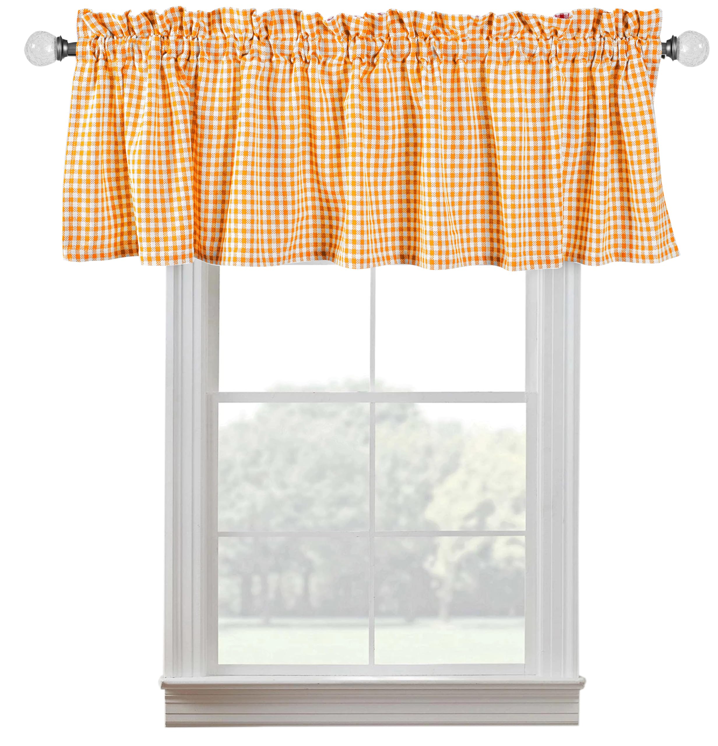 Softopia Cotton Set Of 2 Valance Curtains For Windows 54X15 For Living Room Bedroom Kitchen Windows Bathroom, 100% Cotton Farmho