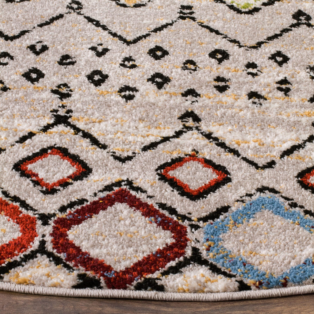 Safavieh Amsterdam Collection 12' Round Light Grey/Multi Ams108G Moroccan Boho Non-Shedding Entryway Foyer Living Room Bedroom K