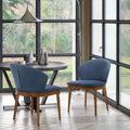 Armen Living Juno Fabric Wood Dining Side Chairs-Set of 2, 19 '' SH, Blue/Walnut