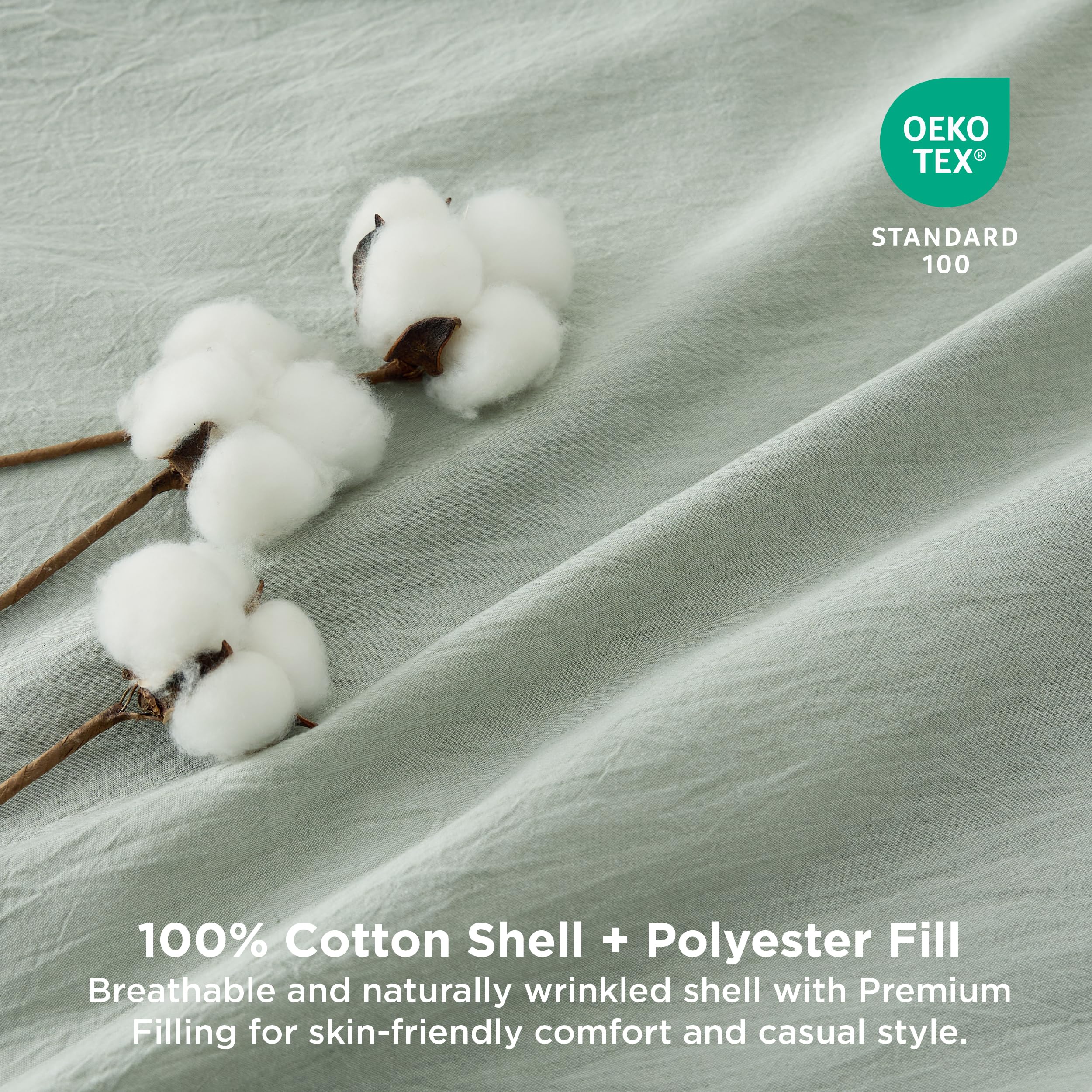 Bedsure Comforter Set King Size Sage Green - Cotton Fabric With Microfiber Inner Fill, King Comforter Set For All Seasons, 3 Pieces, 1 Comforter (104'X90') And 2 Pillow Cases (20'X36')