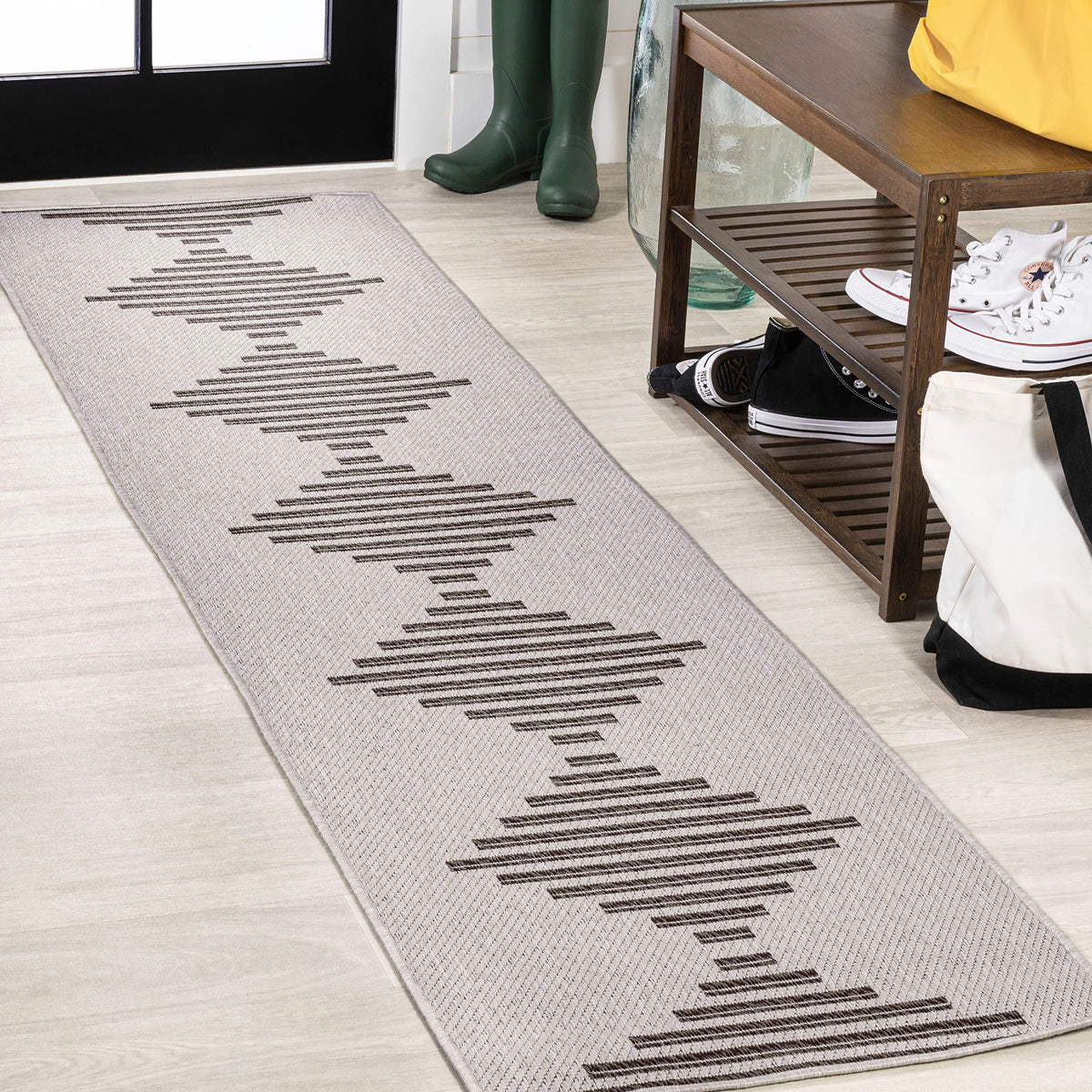 Jonathan Y Smb204B-28 Vinales Diamond Stripe Indoor Outdoor Area Rug, Farmhouse, Traditional, Modern Easy Cleaning,Bedroom,Kitch