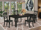 East West Furniture Lgbo5-Blk-W 5 Piece Kitchen Table & Chairs Set Includes A Rectangle Dining Room Table With Butterfly Leaf And 4 Dining Chairs, 42X84 Inch, Black