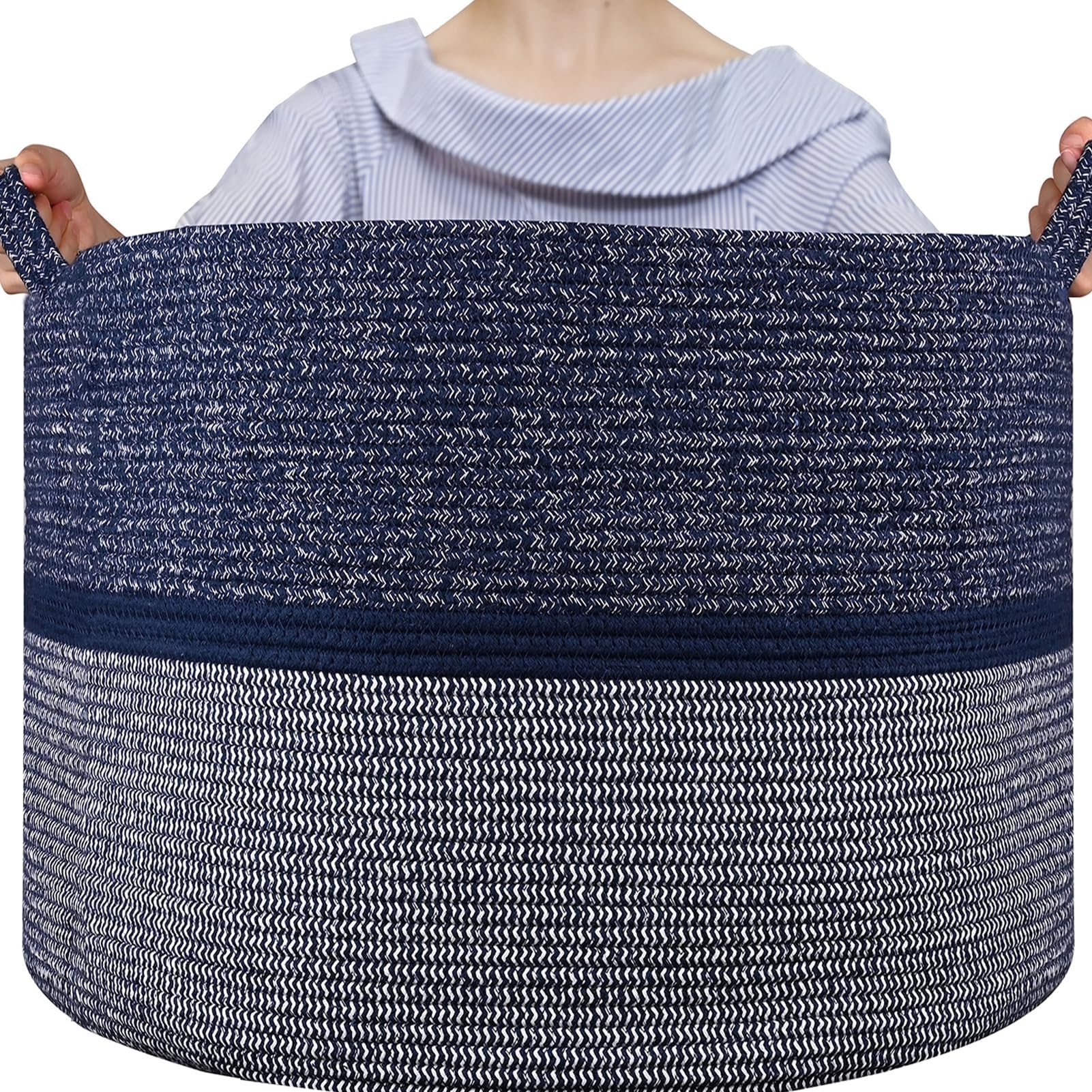 Handmade Large Cotton Rope Storage Basket, Baby Organizer, Home Organizer for Laundry, Extra Large Blanket Basket for Nursery, W