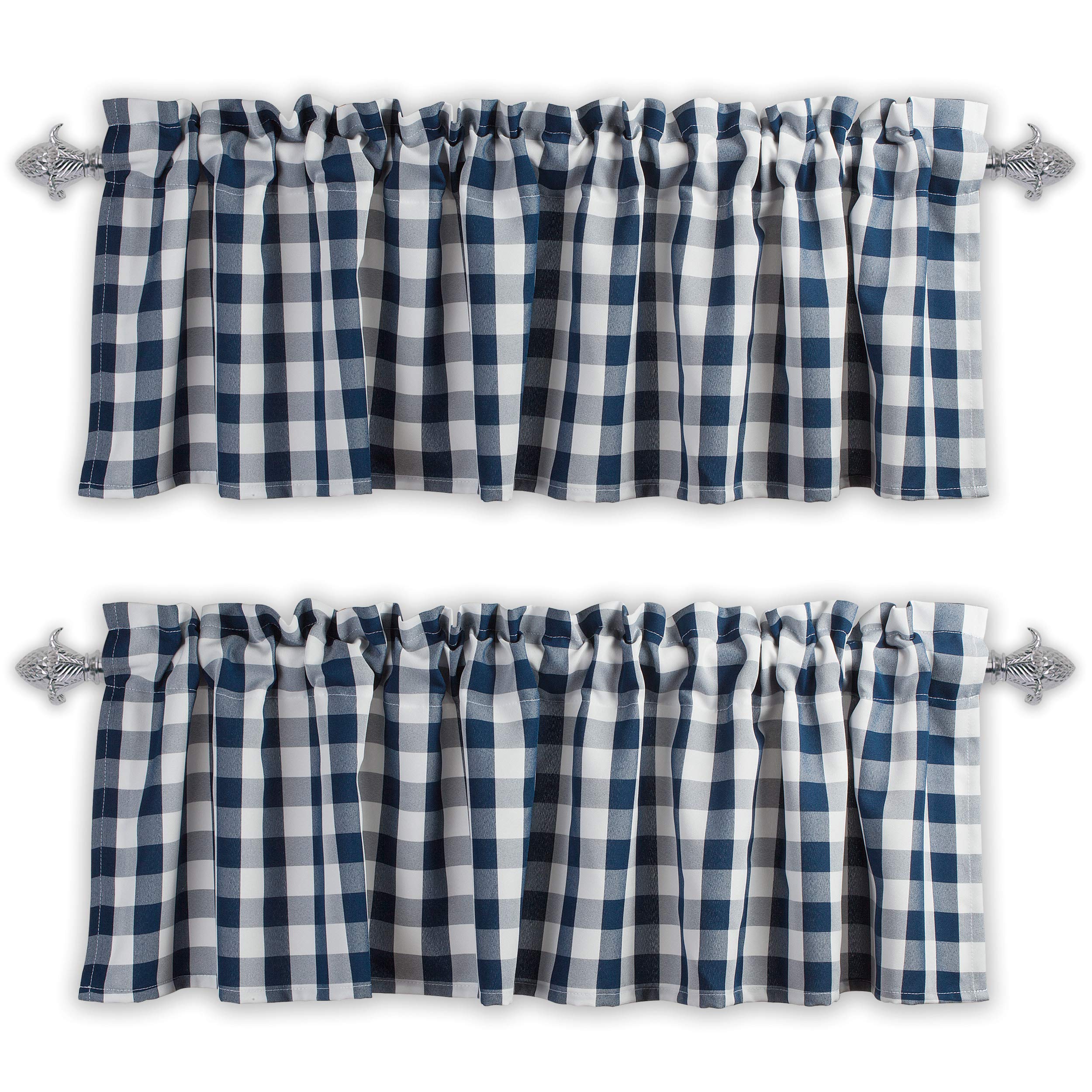 Aiking Home Window Valances - 2-Panels Picnic Checkered Pattern Kitchen Valances With 2.5-Inch Rod Pocket For Small Windows, Pol