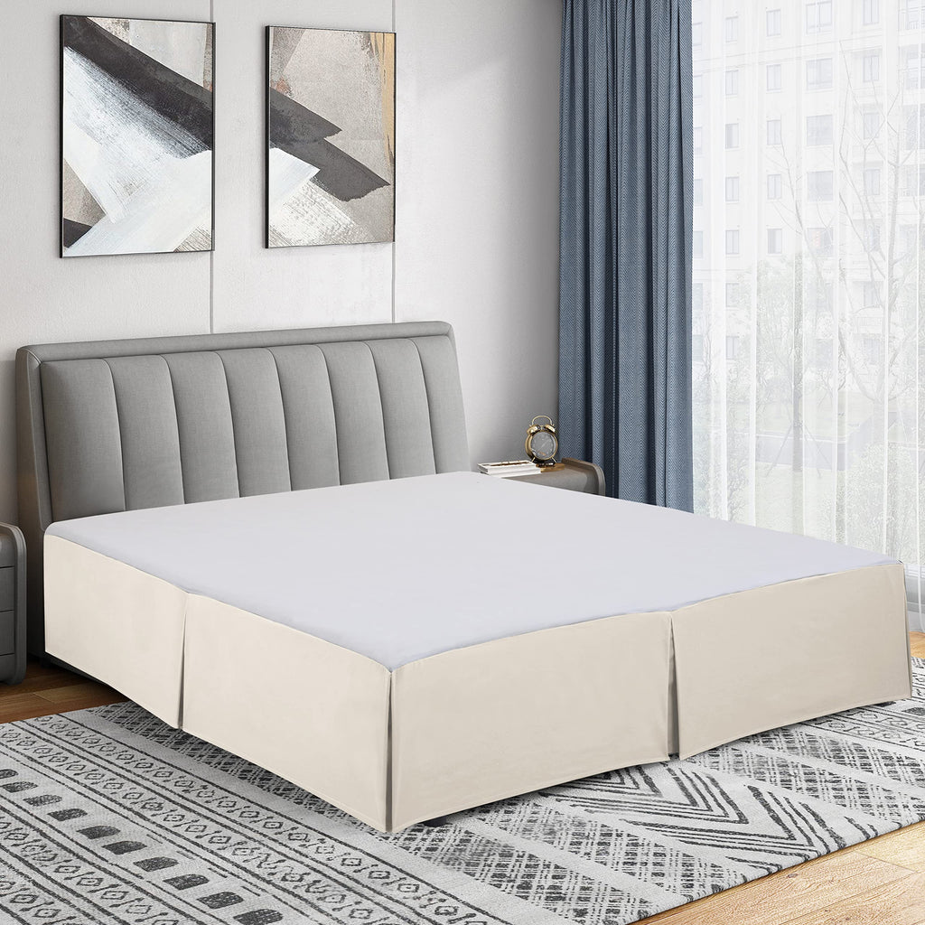Cathay Home Double Brushed Microfiber Pleated Easy Fit Bed Skirt, Ultra Soft, Fade And Wrinkle Resistant - Coconut Milk, Full